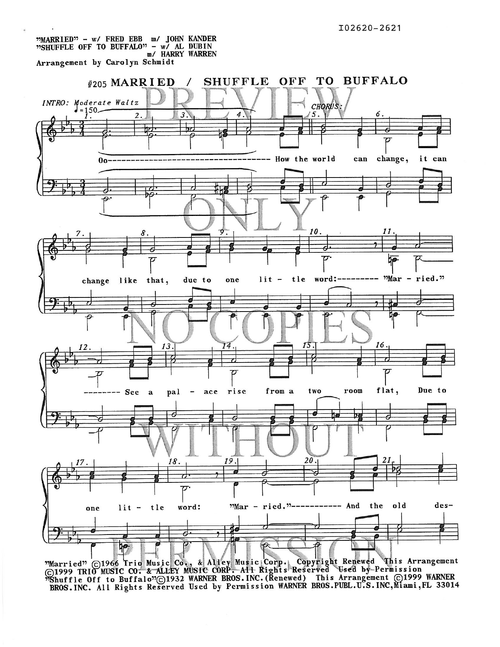 205 Medley - Married/Shuffle Off To Buffalo — sheet music preview, arranged by Carolyn Schmidt