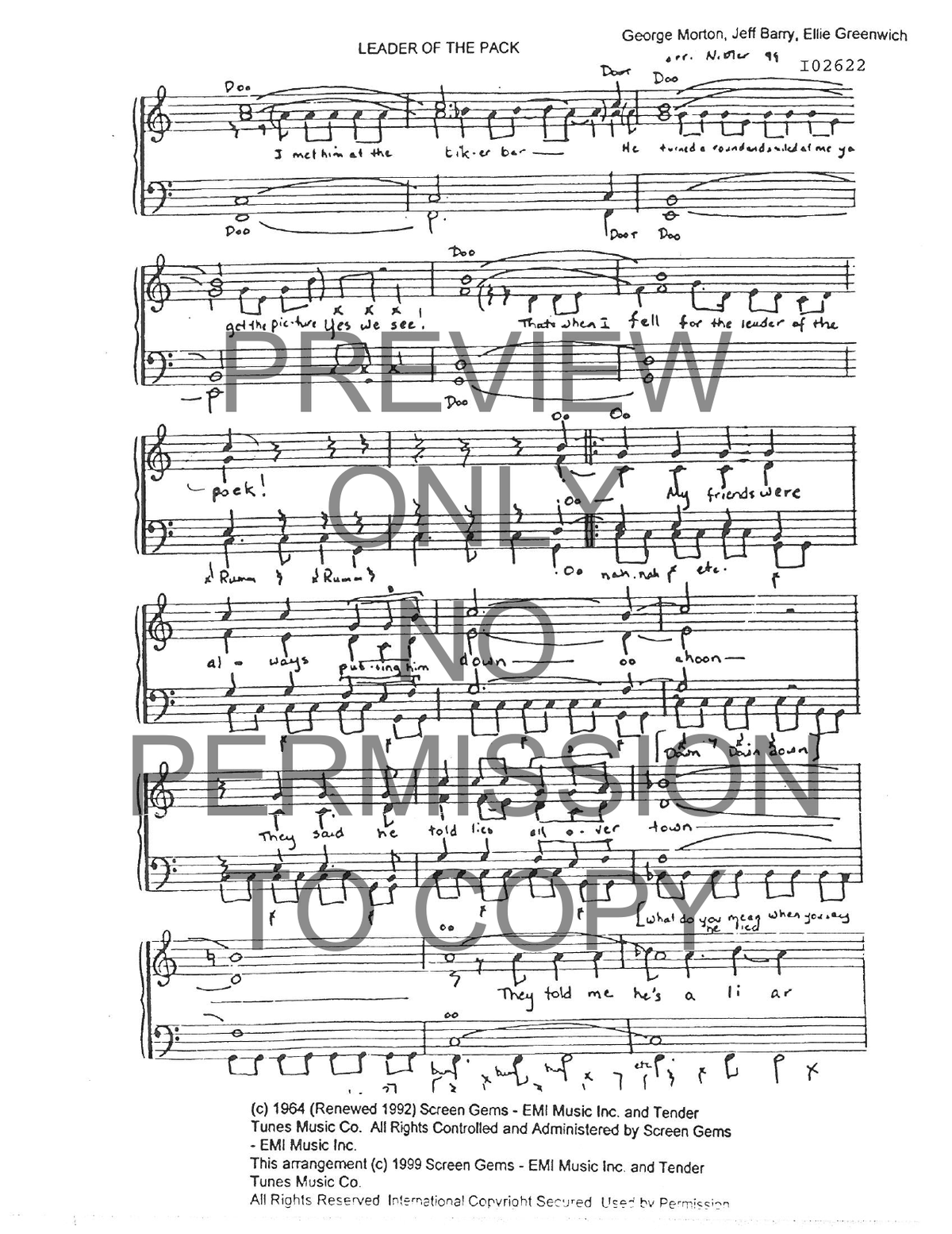 Leader Of The Pack — sheet music preview, arranged by Dede Nibler