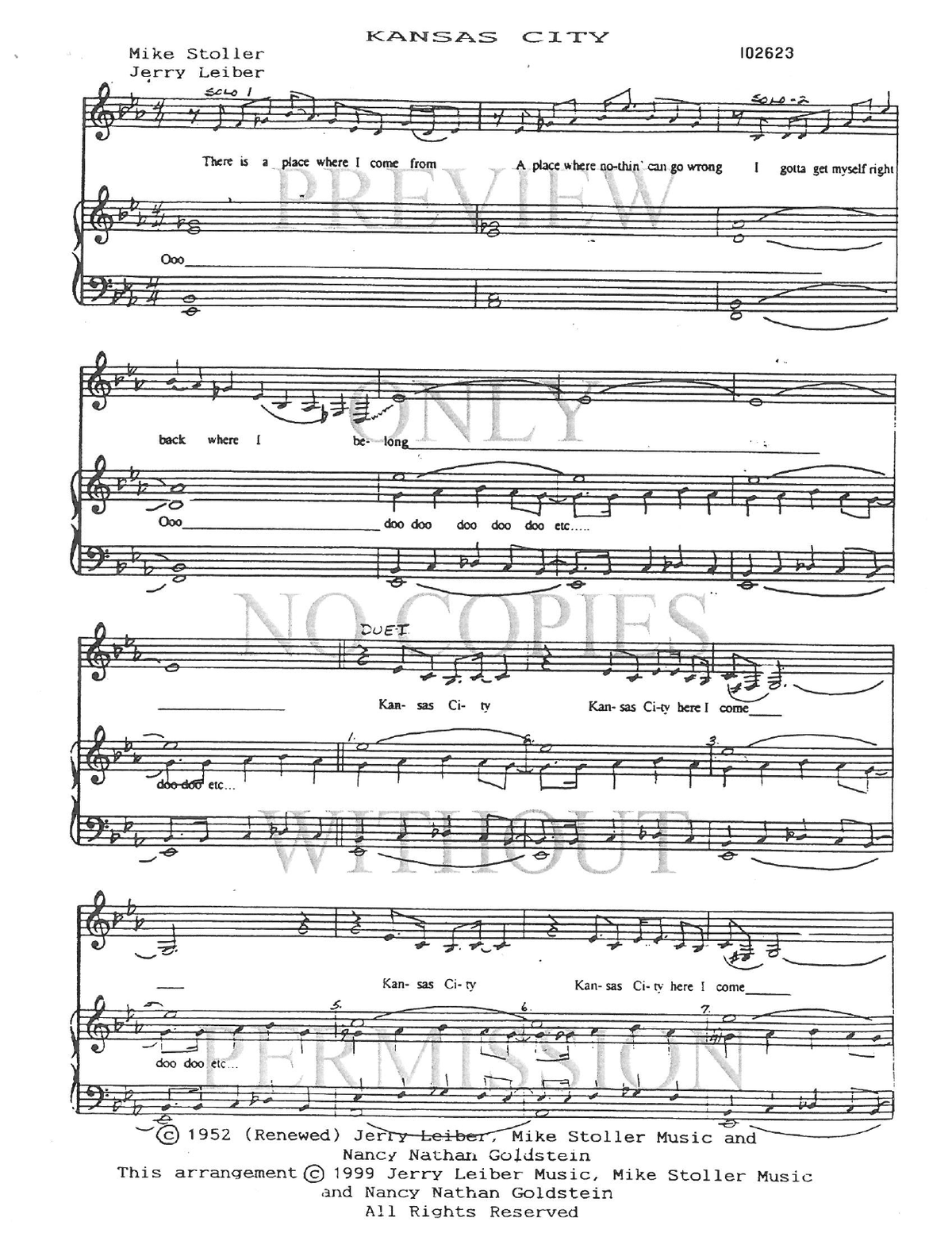 Kansas City — sheet music preview, arranged by Jo Kraut