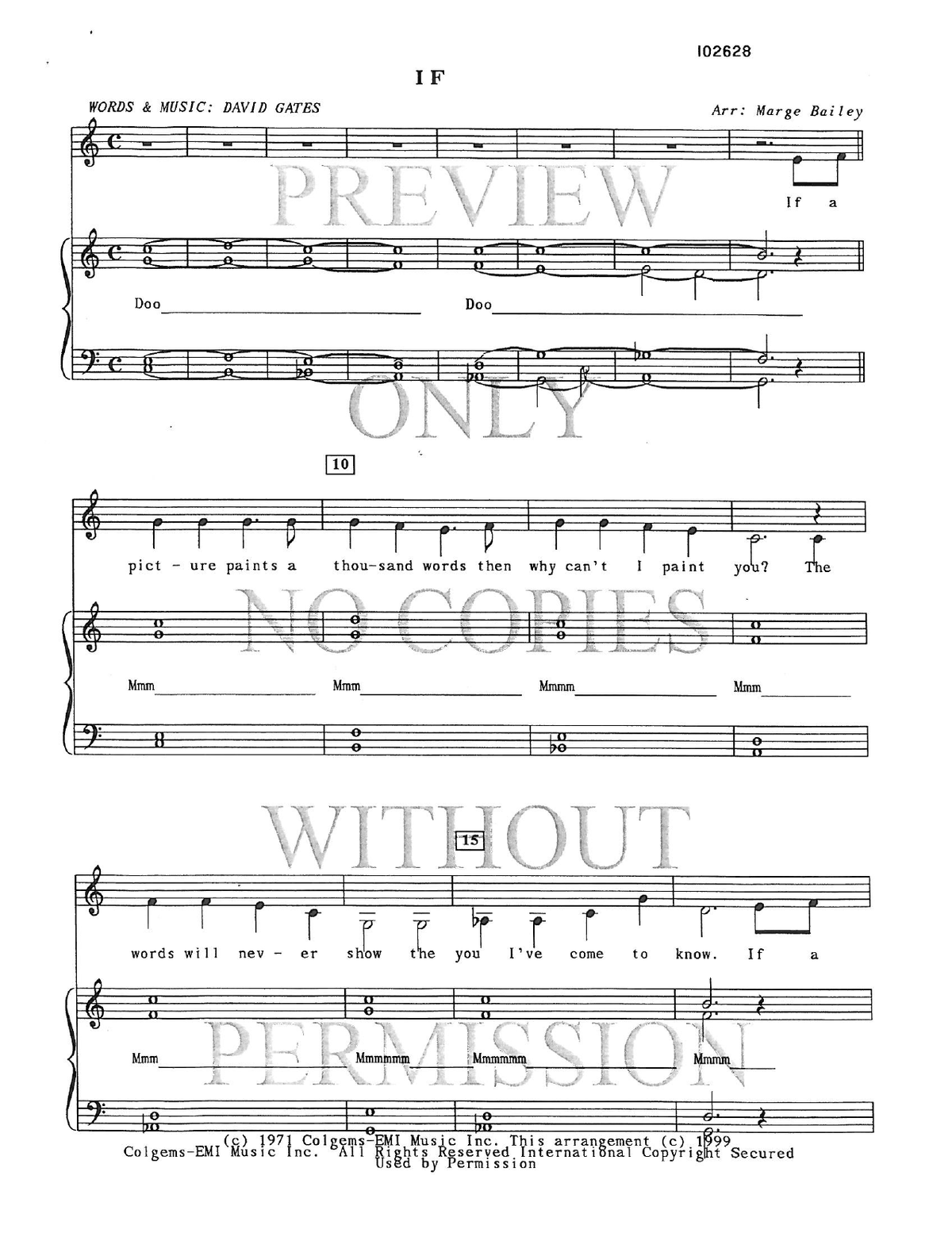 If — sheet music preview, arranged by Marge Bailey