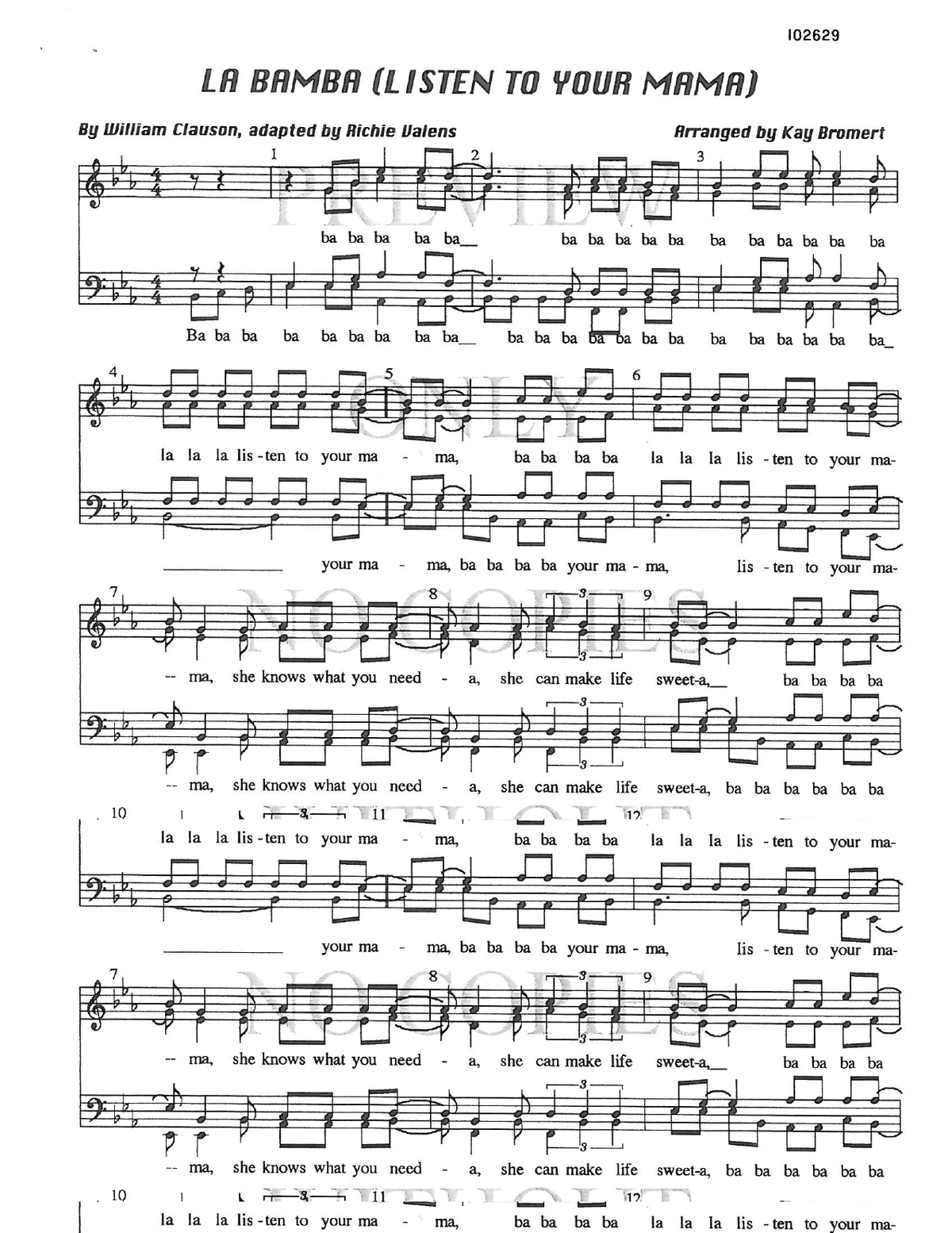 La Bamba — sheet music preview, arranged by Kay Bromert