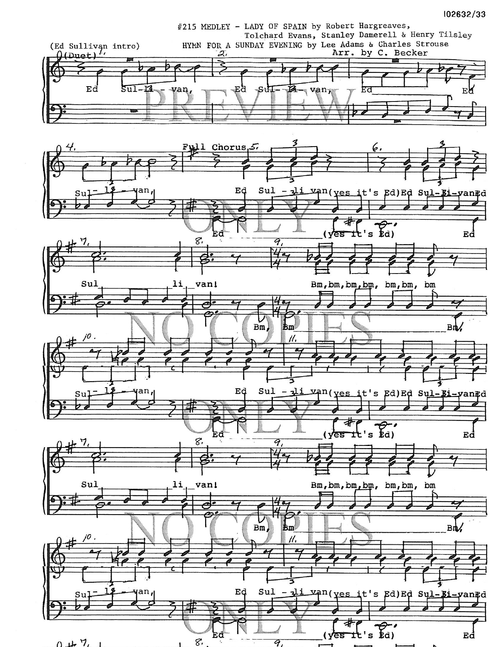 215 Medley - Hymn For A Sunday Evening — sheet music preview, arranged by Cynthia Becker
