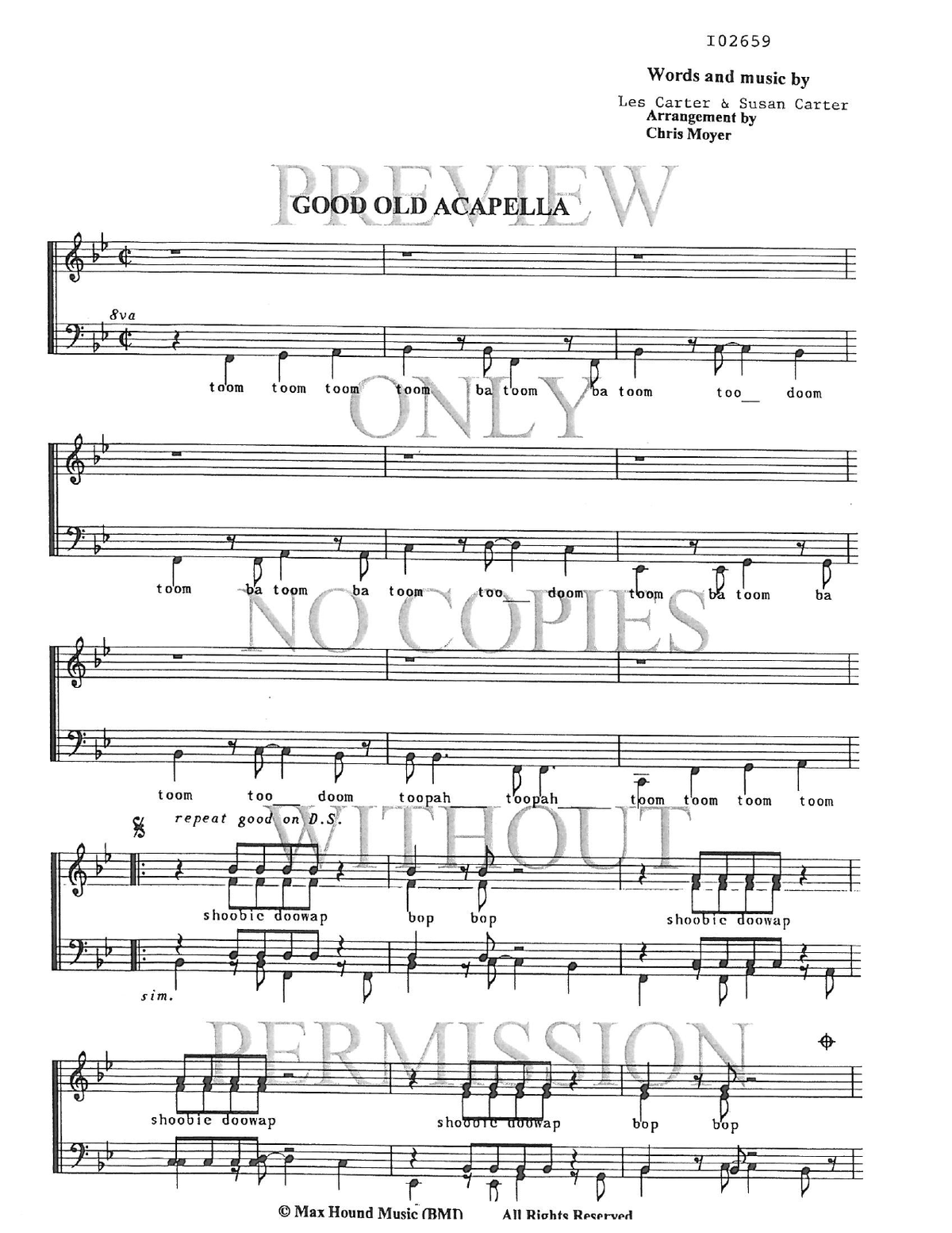 Good Old Acapella — sheet music preview, arranged by Chris Moyer