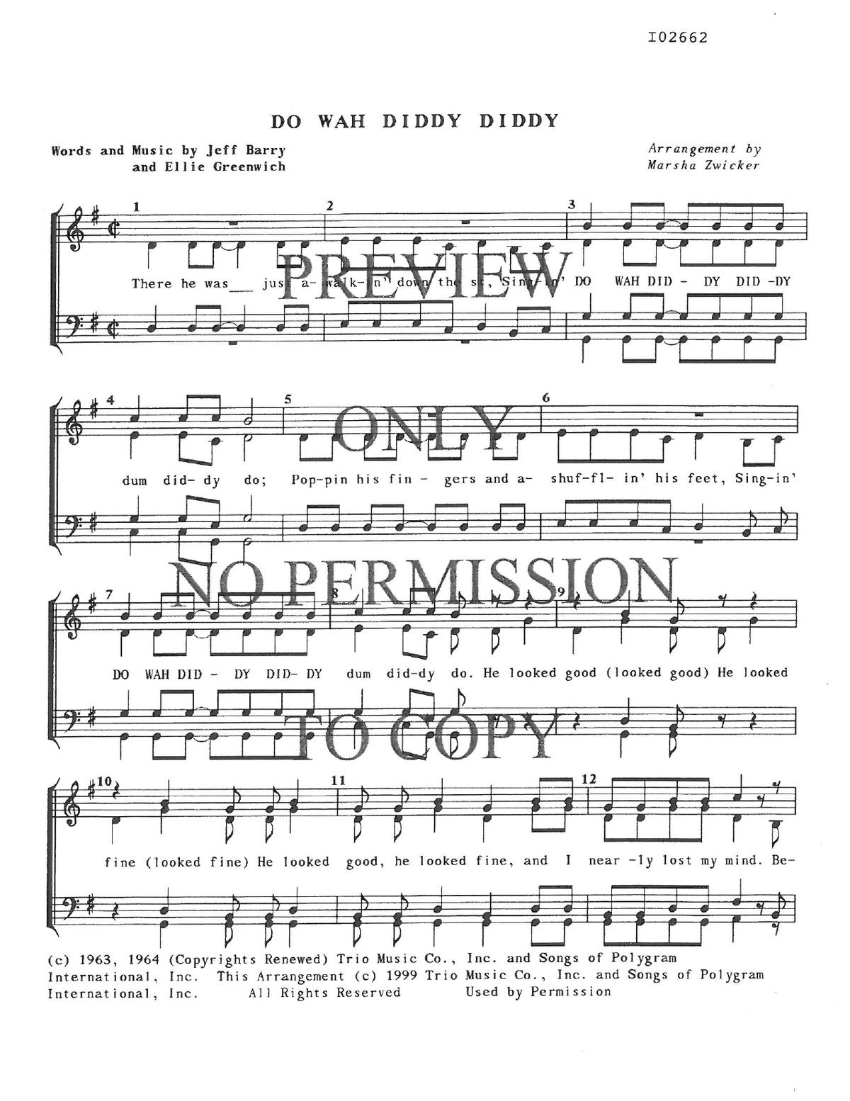 Do Wah Ditty Ditty — sheet music preview, arranged by Marsha Zwicker