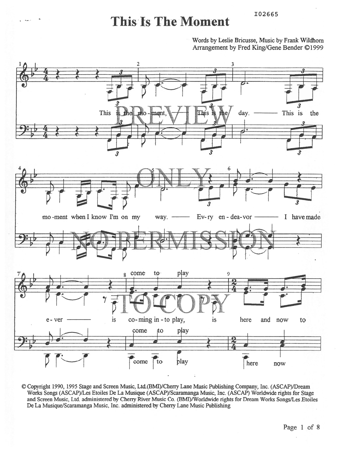 This Is The Moment — sheet music preview, arranged by Gene Bender