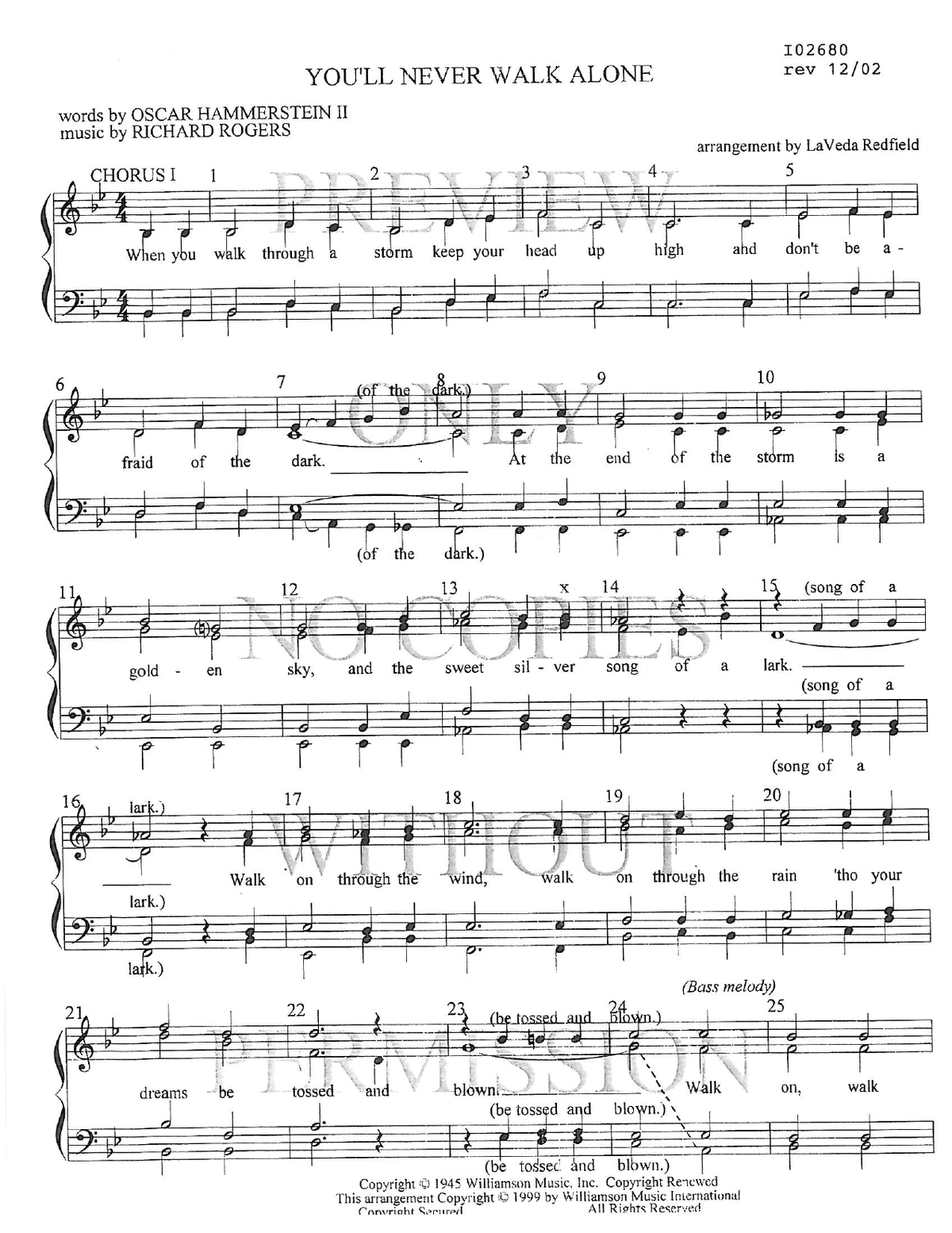 You'll Never Walk Alone — sheet music preview, arranged by LaVeda Redfield