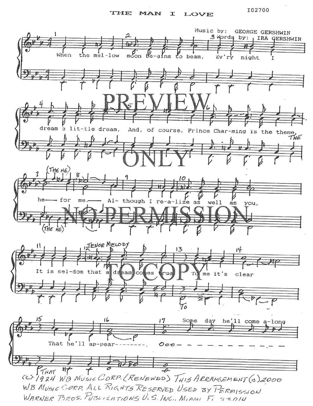 The Man I Love — sheet music preview, arranged by Dorothy Herivel