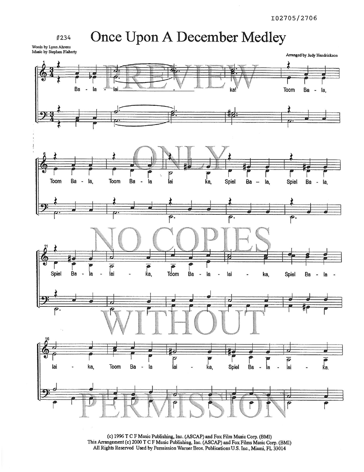 234 Medley - Once Upon A December — sheet music preview, arranged by Judy Hendrickson