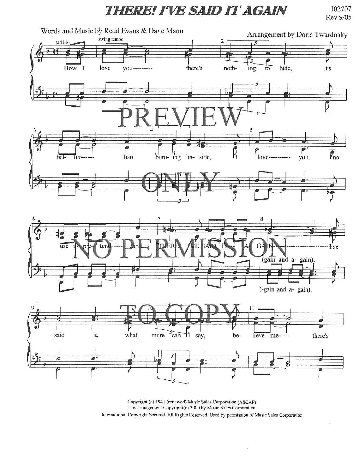 There! I've Said It Again — sheet music preview, arranged by Doris Twardosky