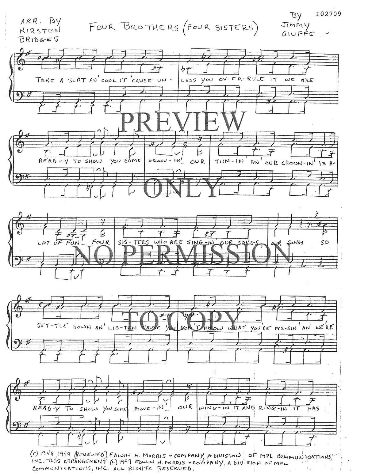 Four Brothers (Four Sisters) — sheet music preview, arranged by Kirsten Bridges