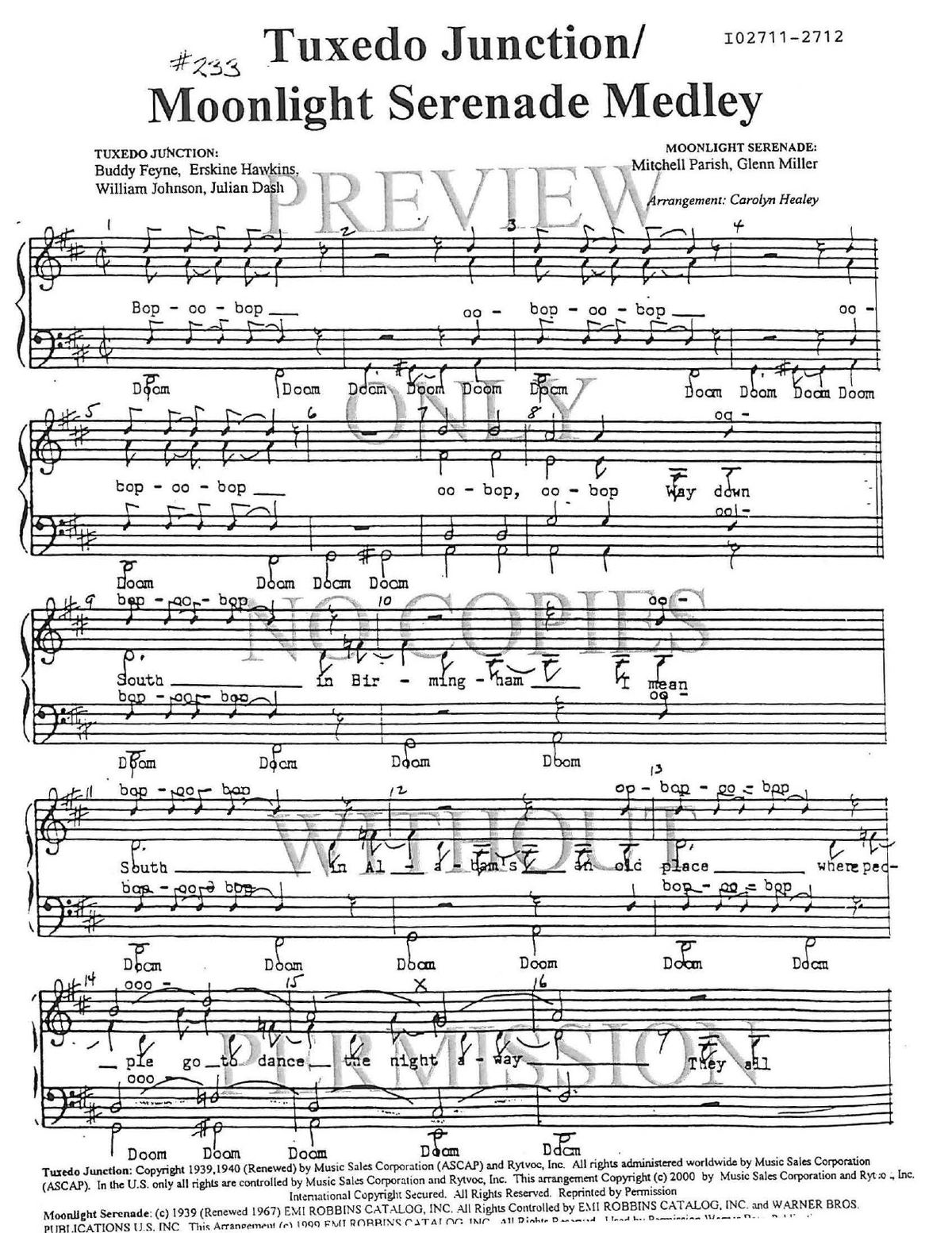 233 Medley - Tuxedo Junction — sheet music preview, arranged by Carolyn Healey
