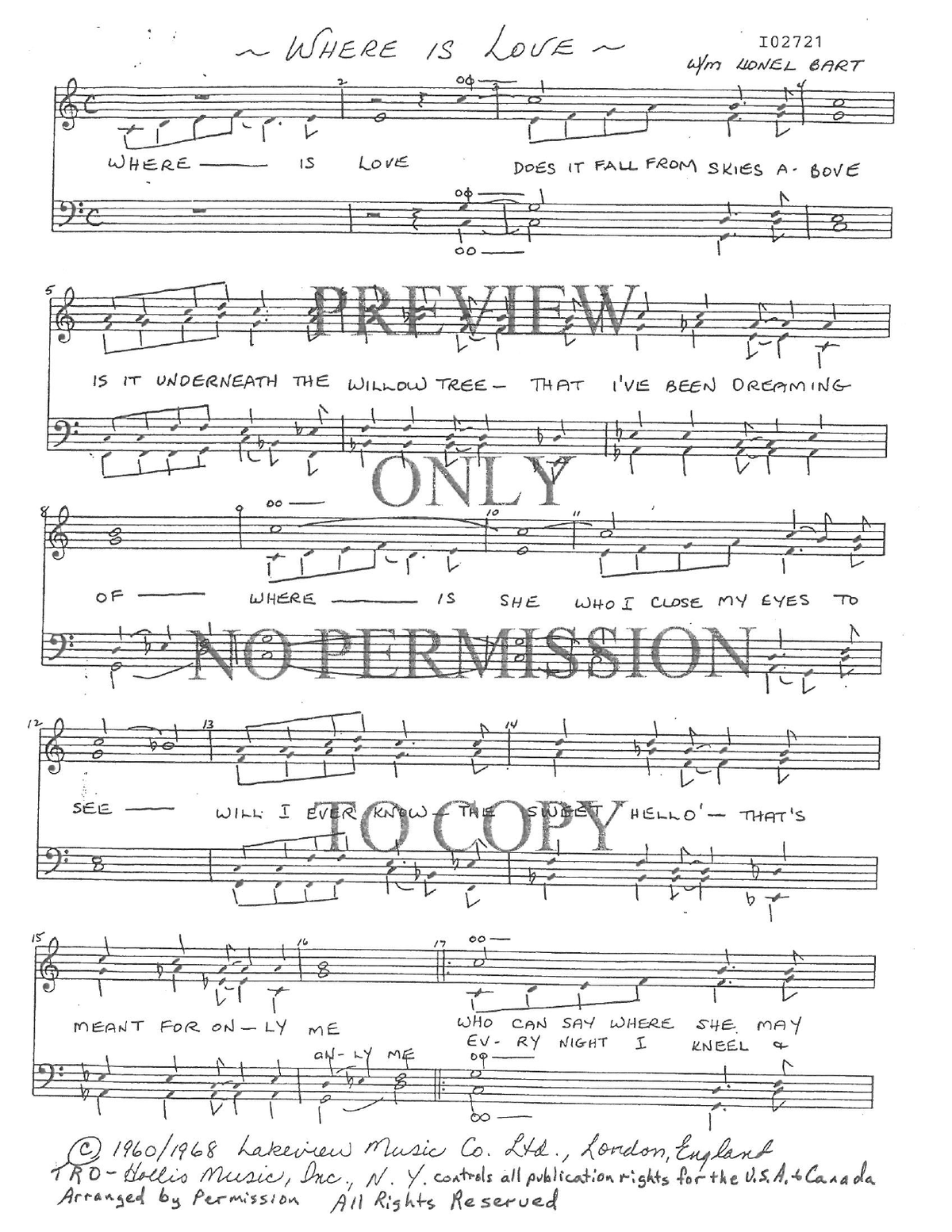 Where Is Love? — sheet music preview, arranged by June Dale
