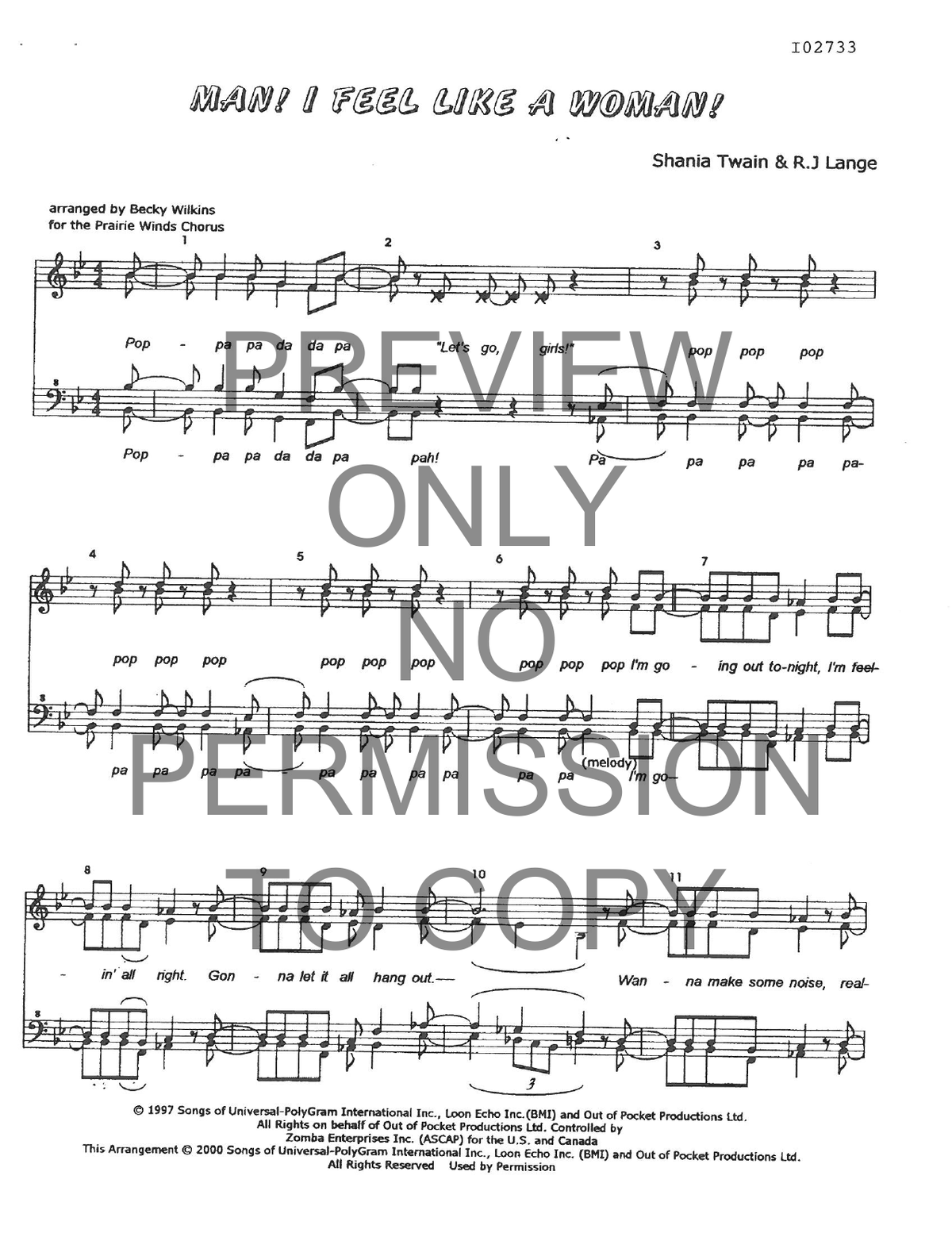Man! I Feel Like A Woman — sheet music preview, arranged by Becky Wilkins