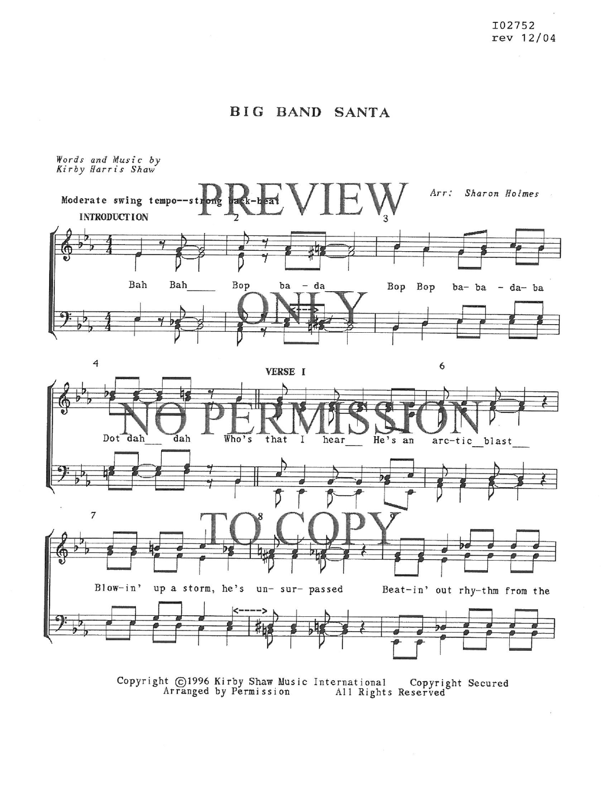 Big Band Santa — sheet music preview, arranged by Sharon Holmes