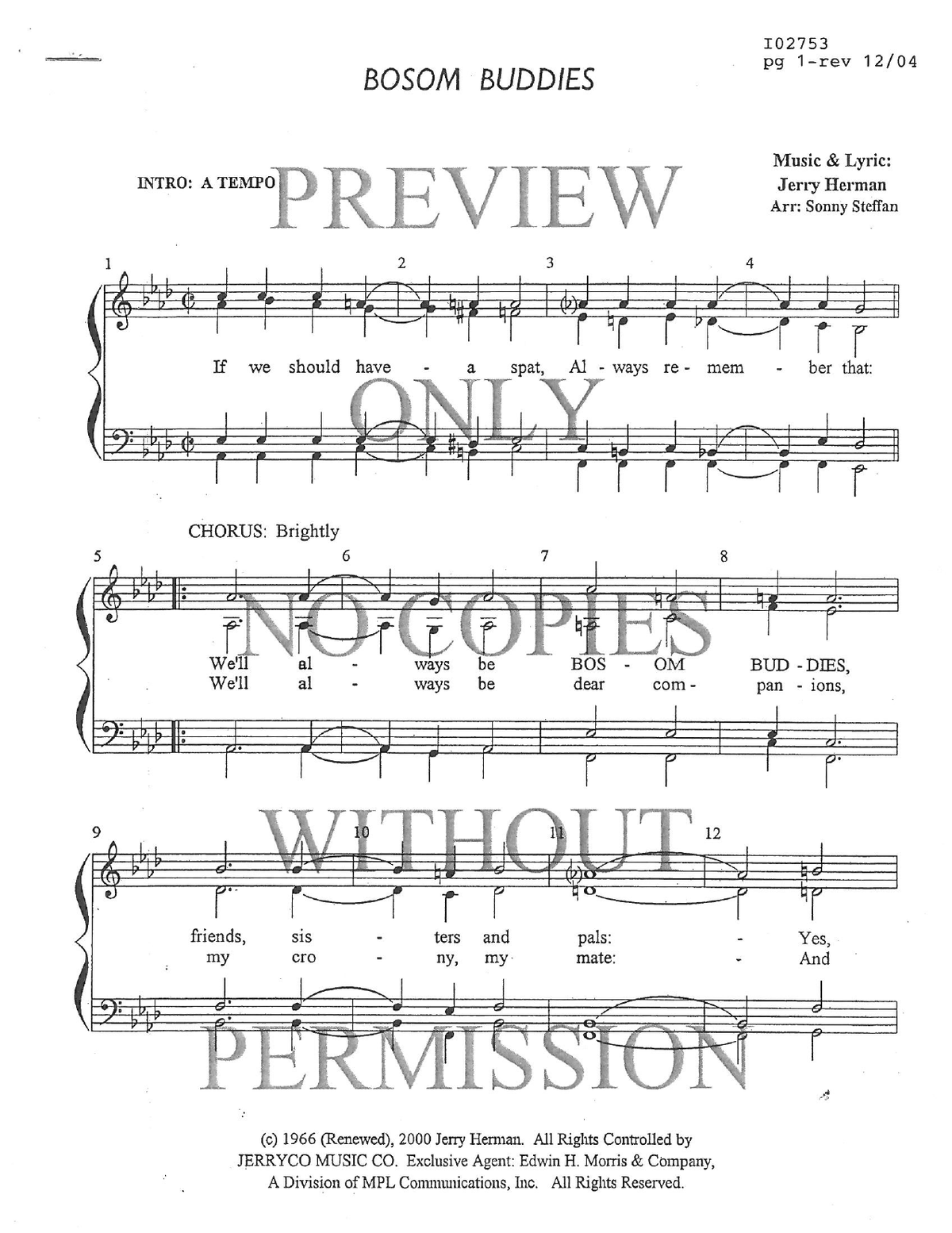 Bosom Buddies — sheet music preview, arranged by Sonny Steffan