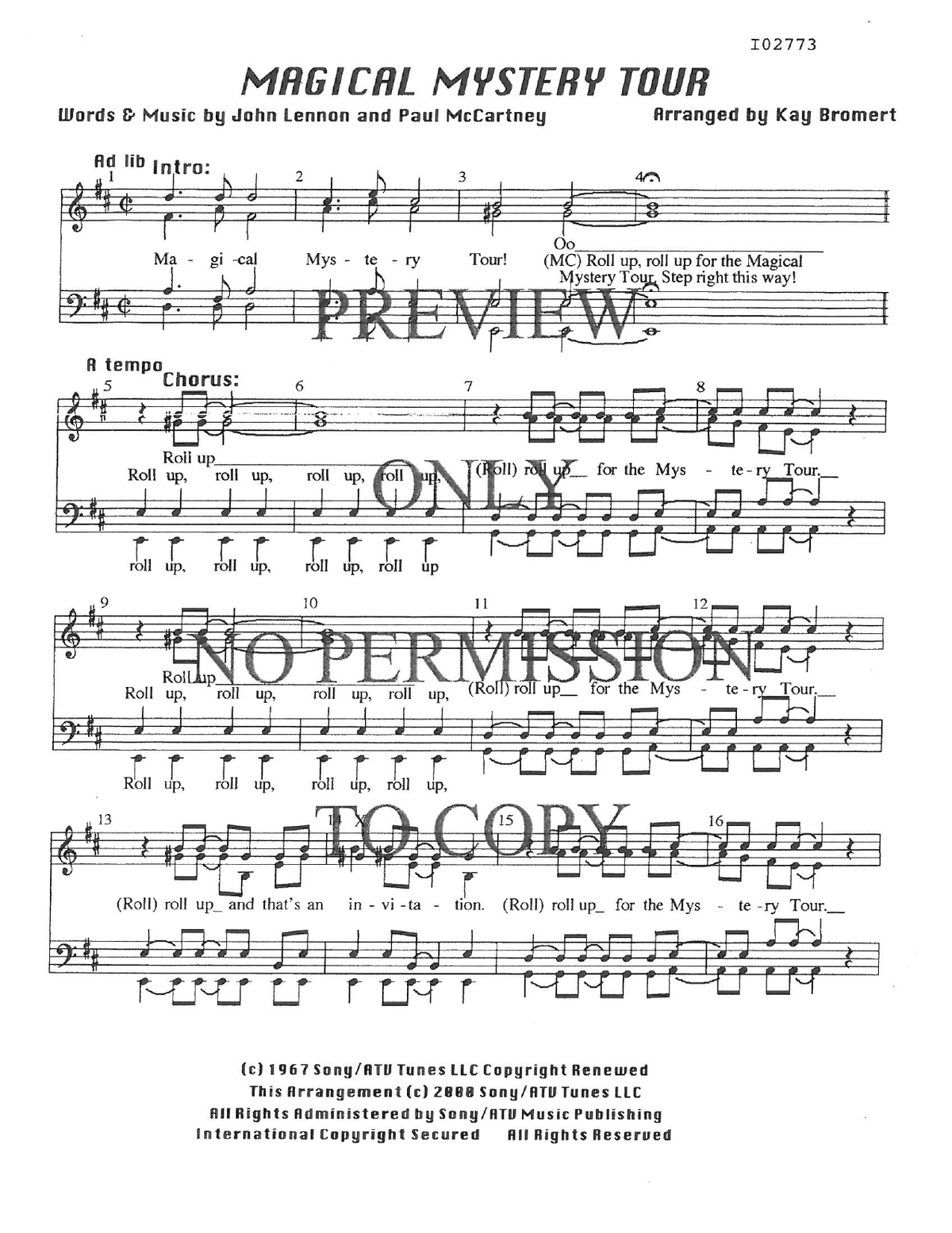 Magical Mystery Tour — sheet music preview, arranged by Kay Bromert