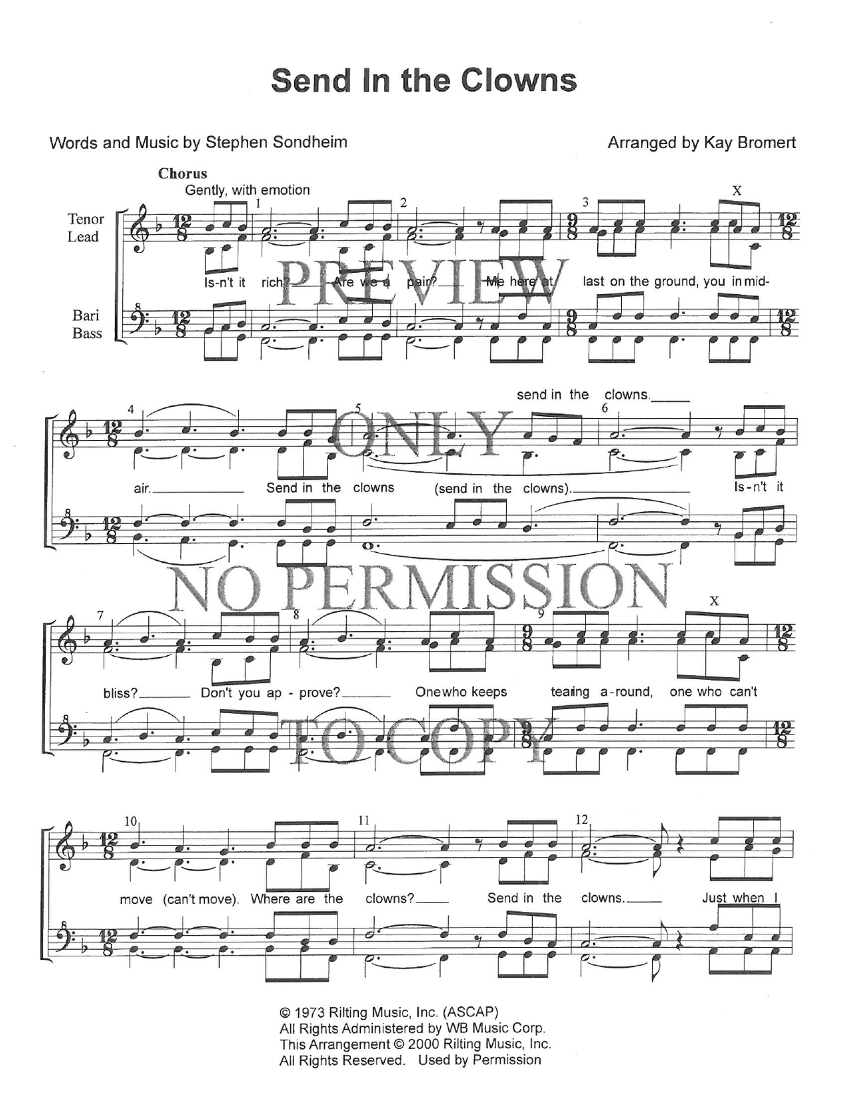 Send In The Clowns — sheet music preview, arranged by Kay Bromert