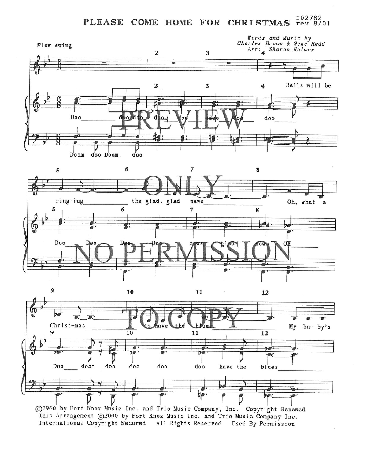 Please Come Home For Christmas — sheet music preview, arranged by Sharon Holmes