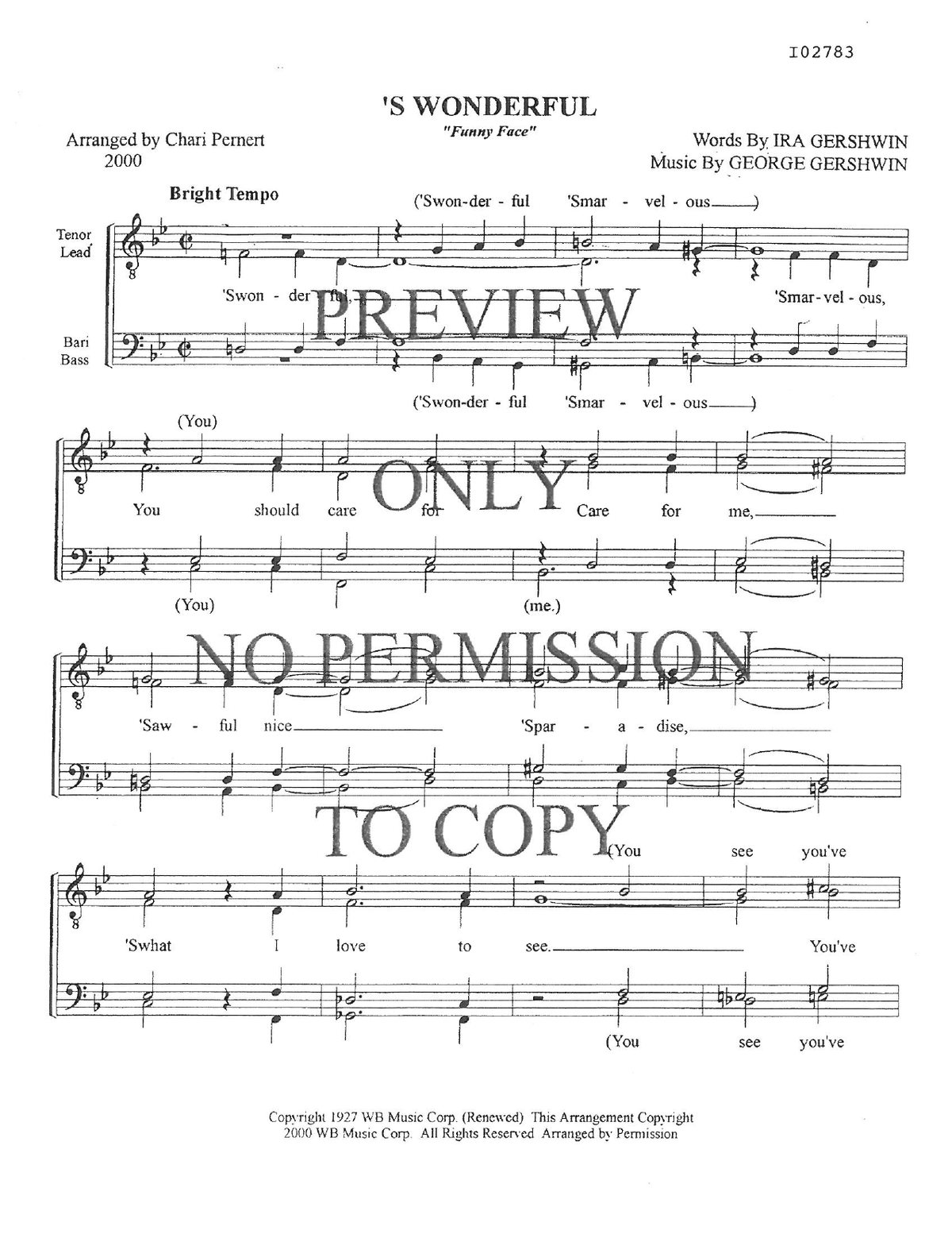 S Wonderful — sheet music preview, arranged by Charlotte Pernert