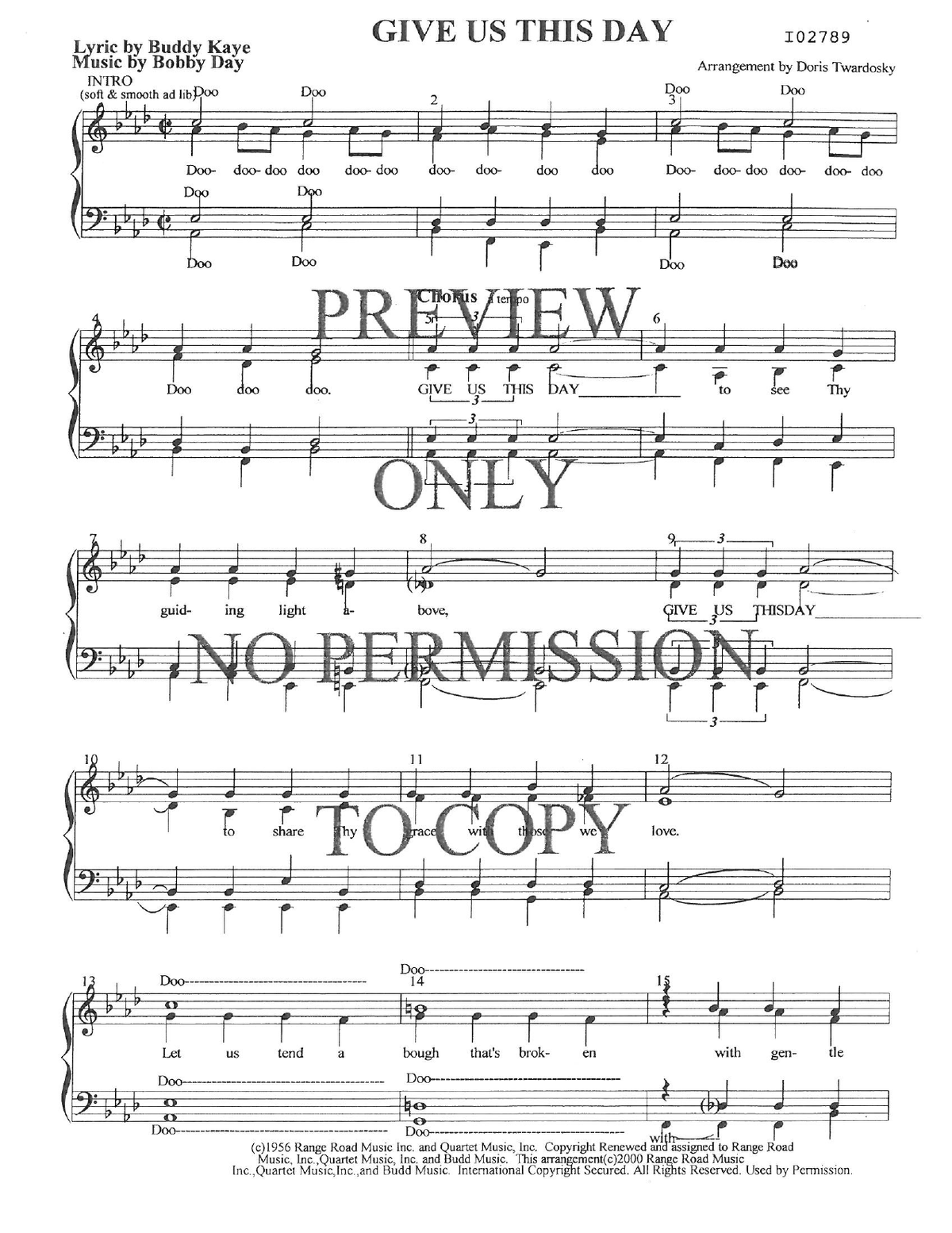Give Us This Day — sheet music preview, arranged by Doris Twardosky