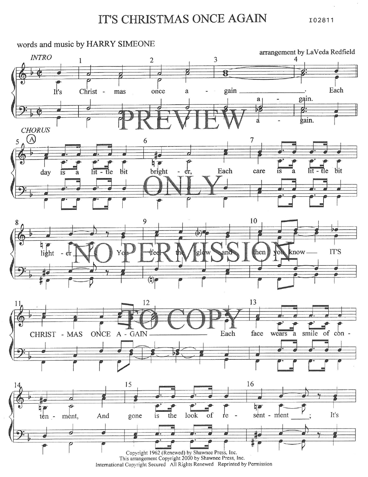 It's Christmas Again — sheet music preview, arranged by LaVeda Redfield