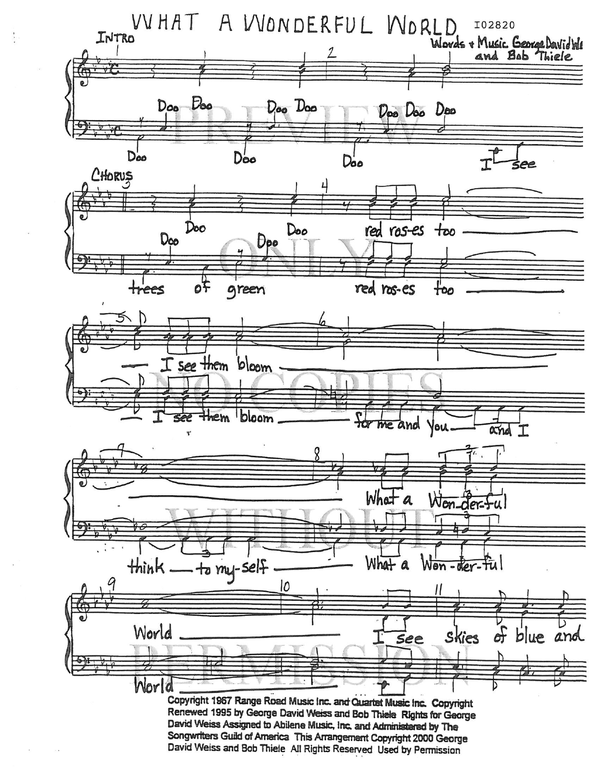 What A Wonderful World — sheet music preview, arranged by Cheryl Suhr