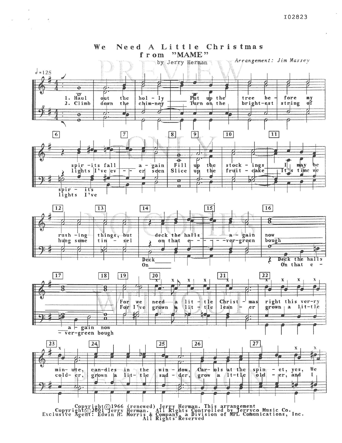 We Need A Little Christmas — sheet music preview, arranged by Jim Massey
