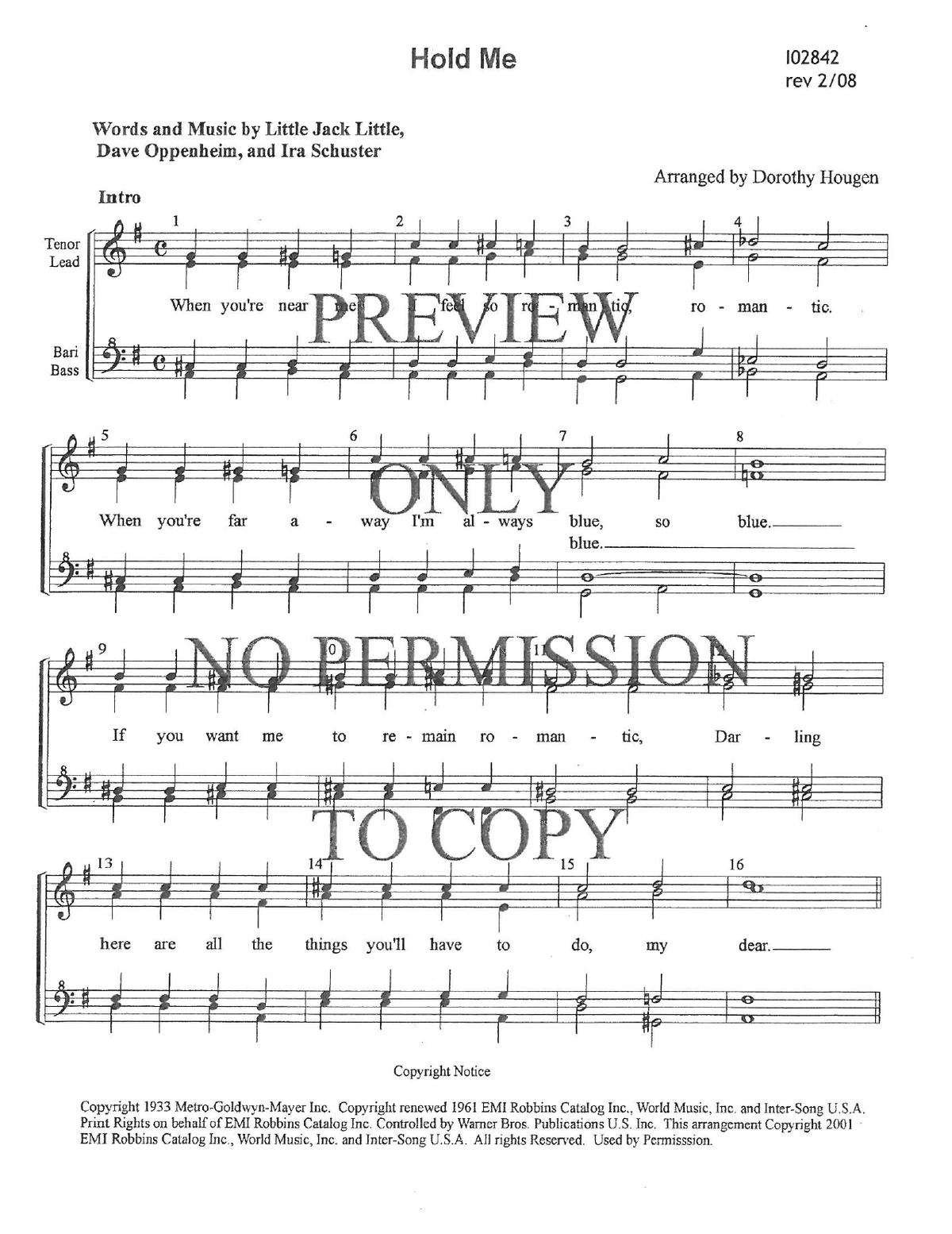 Hold Me — sheet music preview, arranged by Dotty Hougen