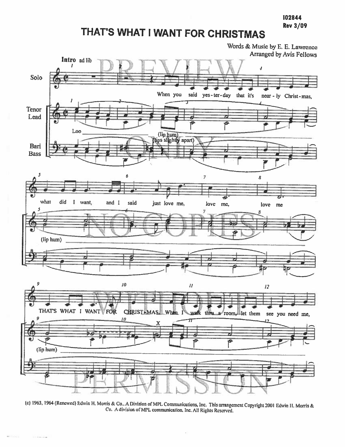 That's What I Want For Christmas — sheet music preview, arranged by Avis Fellows