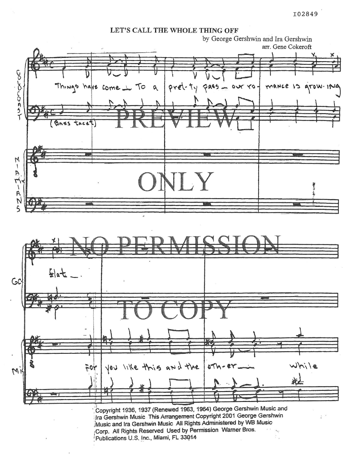 Let's Call The Whole Thing Off — sheet music preview, arranged by Gene Cokeroft