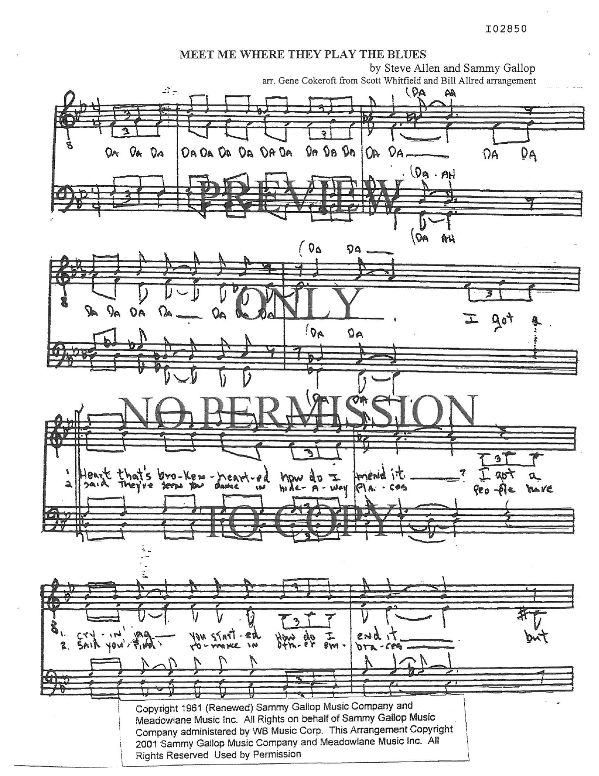 Meet Me Where They Play The Blues — sheet music preview, arranged by Gene Cokeroft