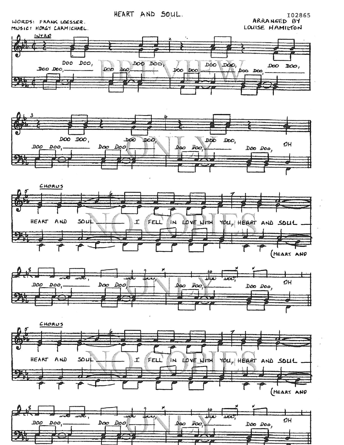Heart And Soul — sheet music preview, arranged by Louise Hamilton