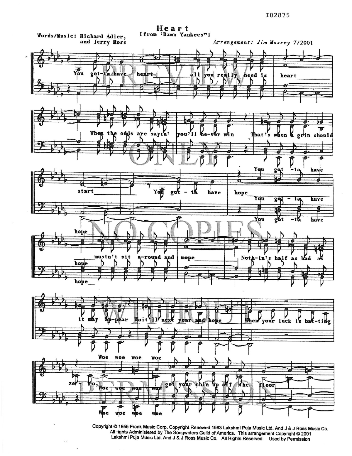 Heart — sheet music preview, arranged by Jim Massey