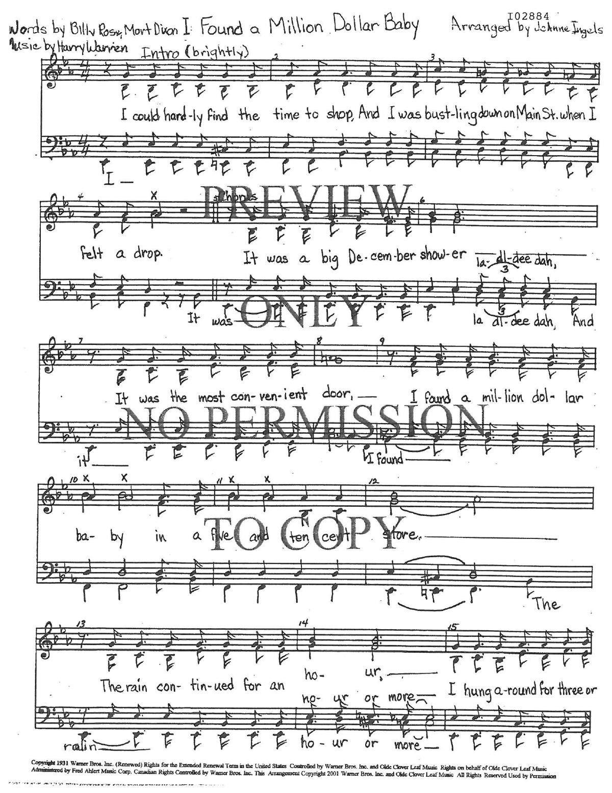 I Found A Million Dollar Baby — sheet music preview, arranged by JoAnne Ingles