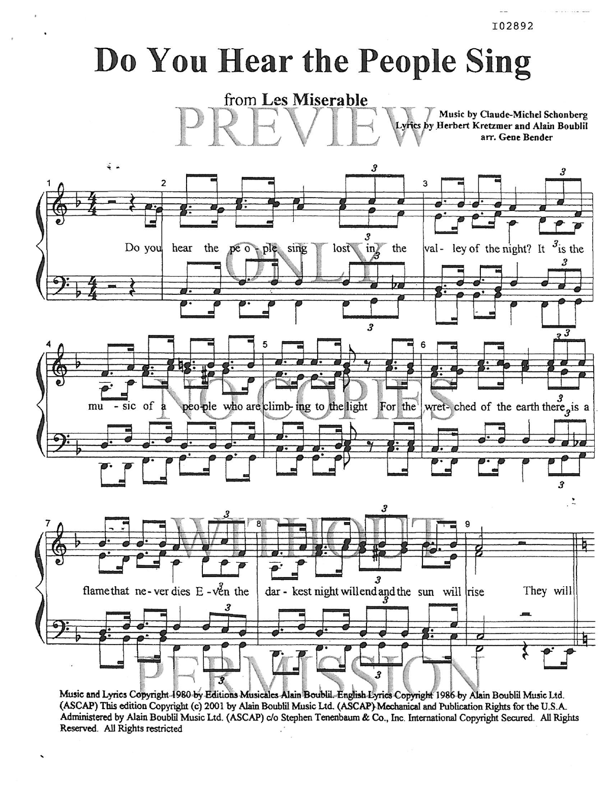Do You Hear The People Sing — sheet music preview, arranged by Gene Bender
