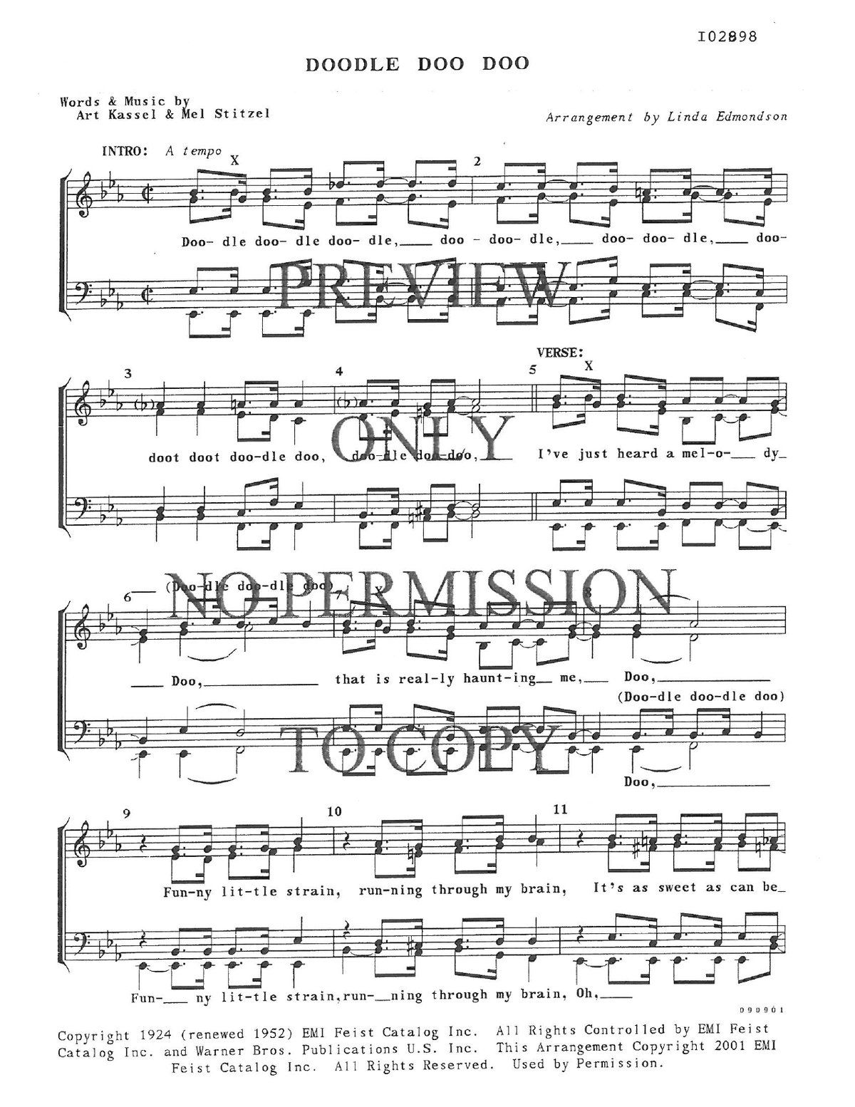 Doodle Doo Doo — sheet music preview, arranged by Linda Edmondson