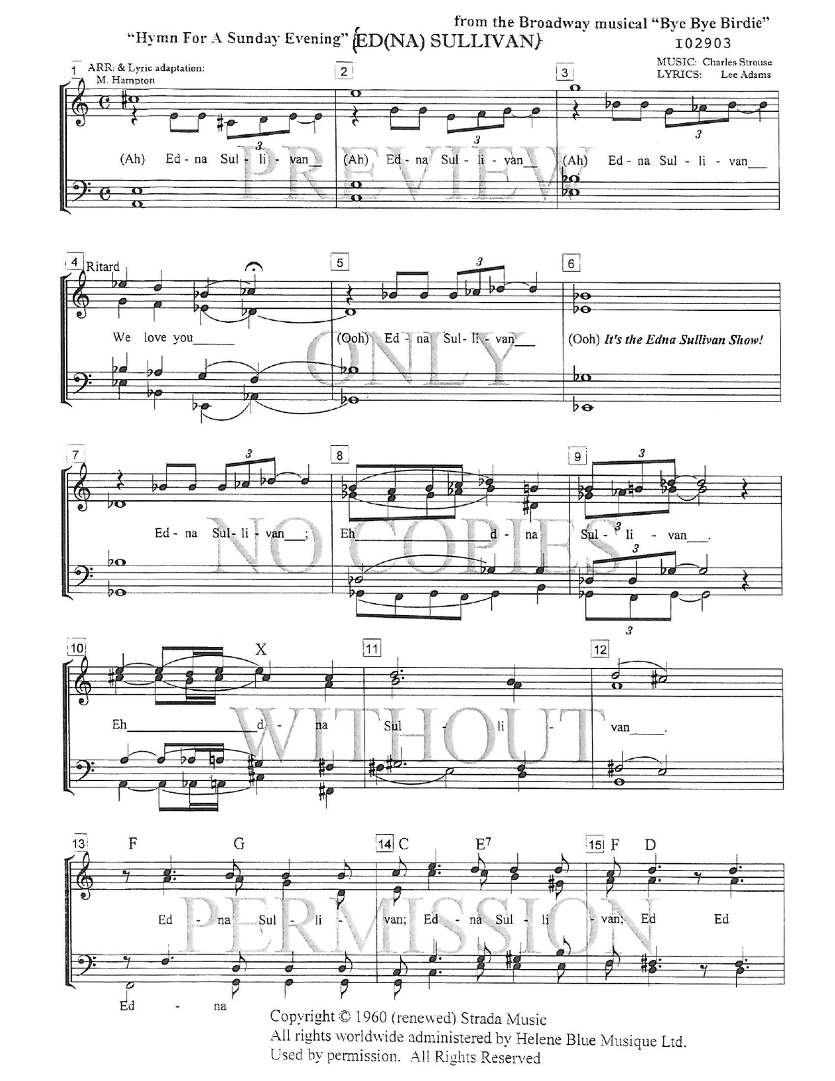 Hymn For A Sunday Evening (Ed Sullivan) — sheet music preview, arranged by Marie Hampton