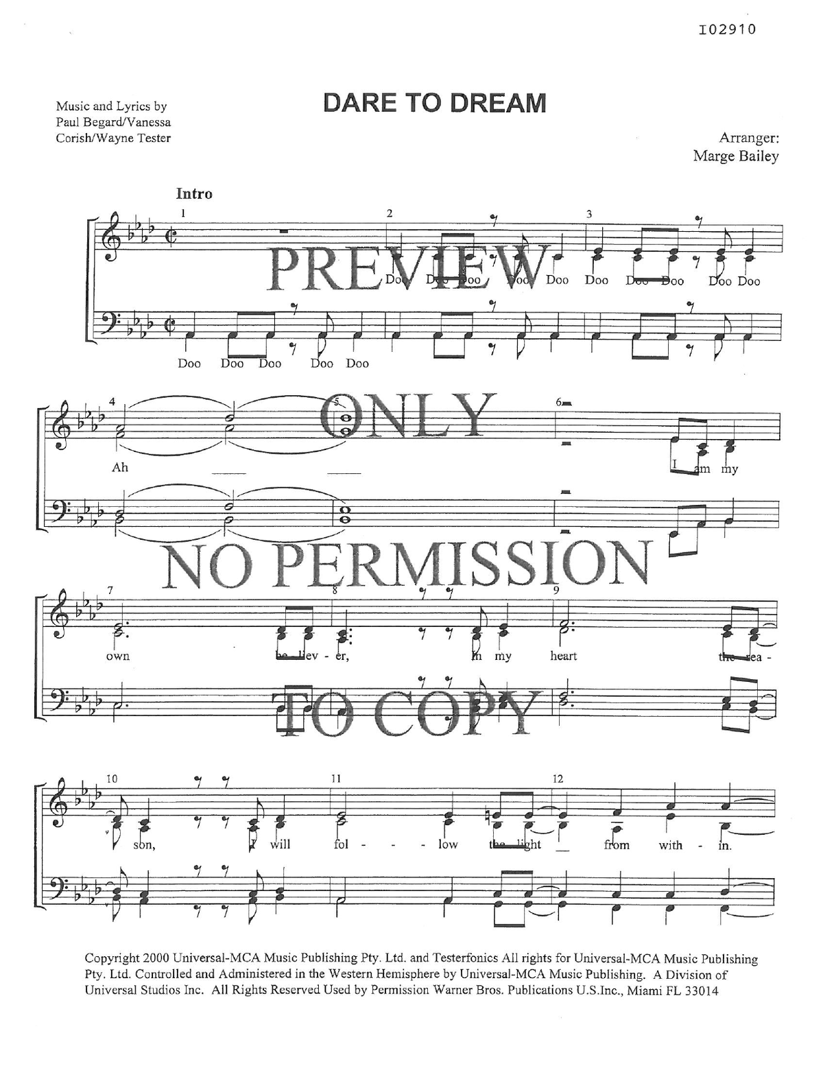 Dare To Dream — sheet music preview, arranged by Marge Bailey