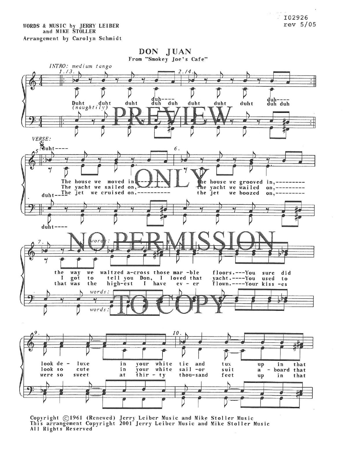 Don Juan — sheet music preview, arranged by Carolyn Schmidt