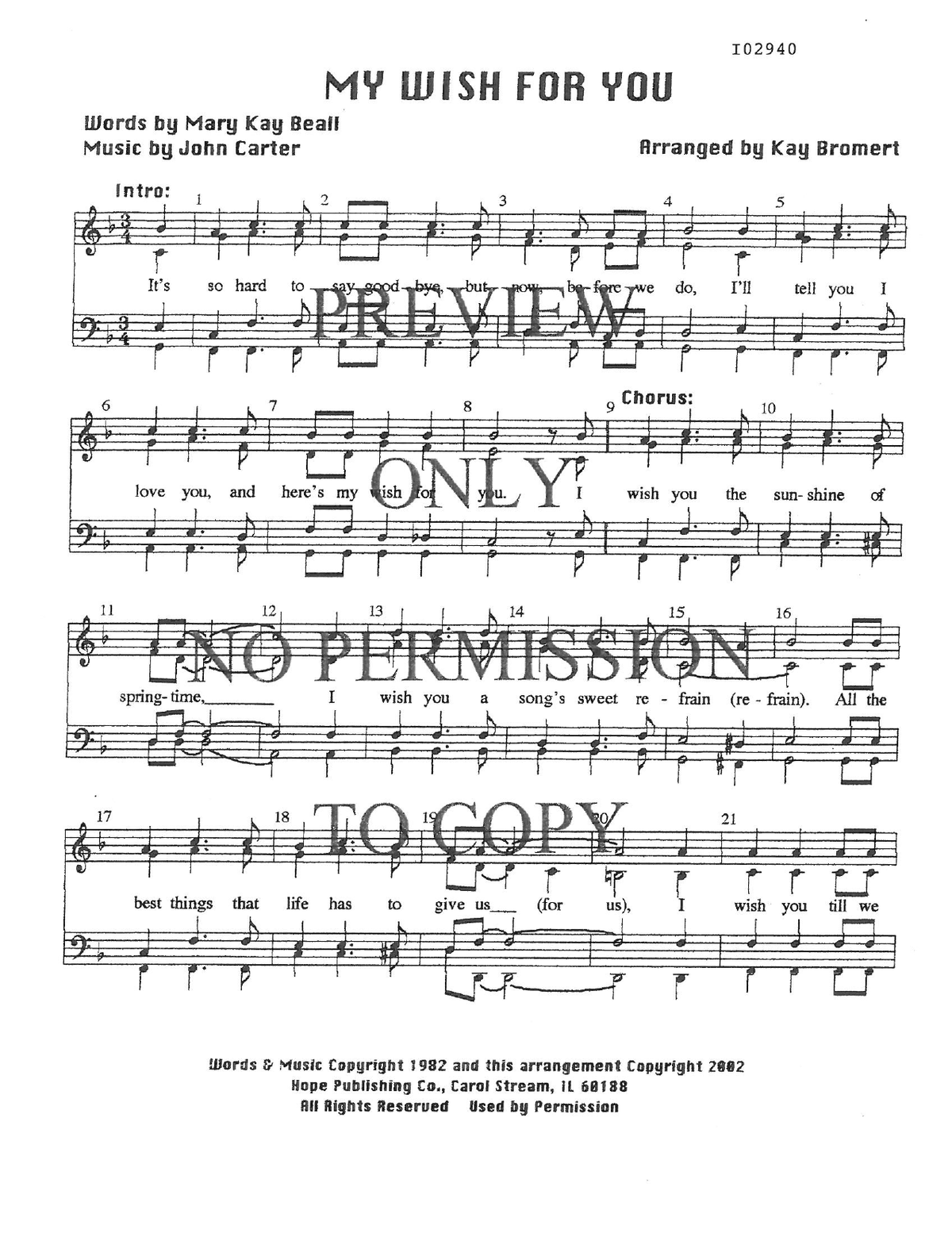 My Wish For You — sheet music preview, arranged by Kay Bromert