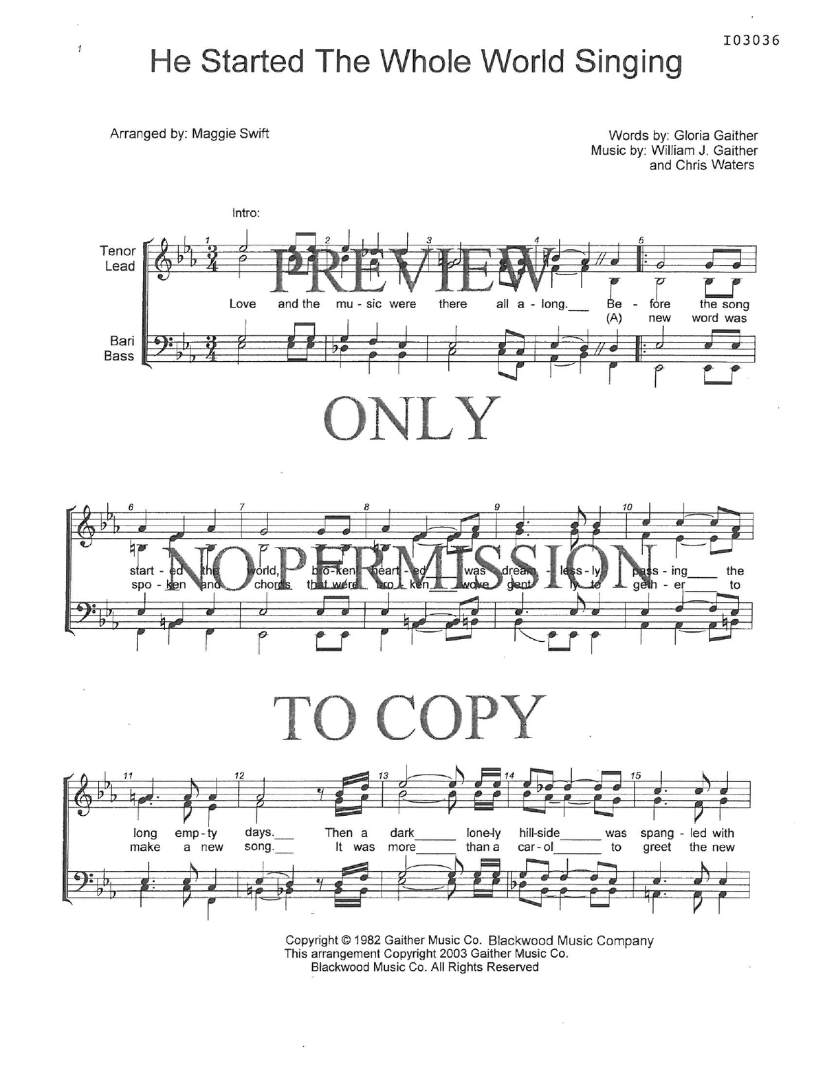 He Started The Whole World Singing — sheet music preview, arranged by Margaret Swift