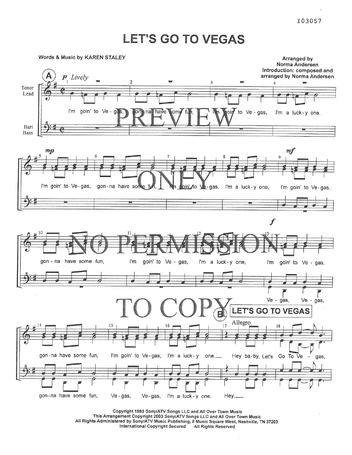 Let's Go To Vegas — sheet music preview, arranged by Norma Andersen