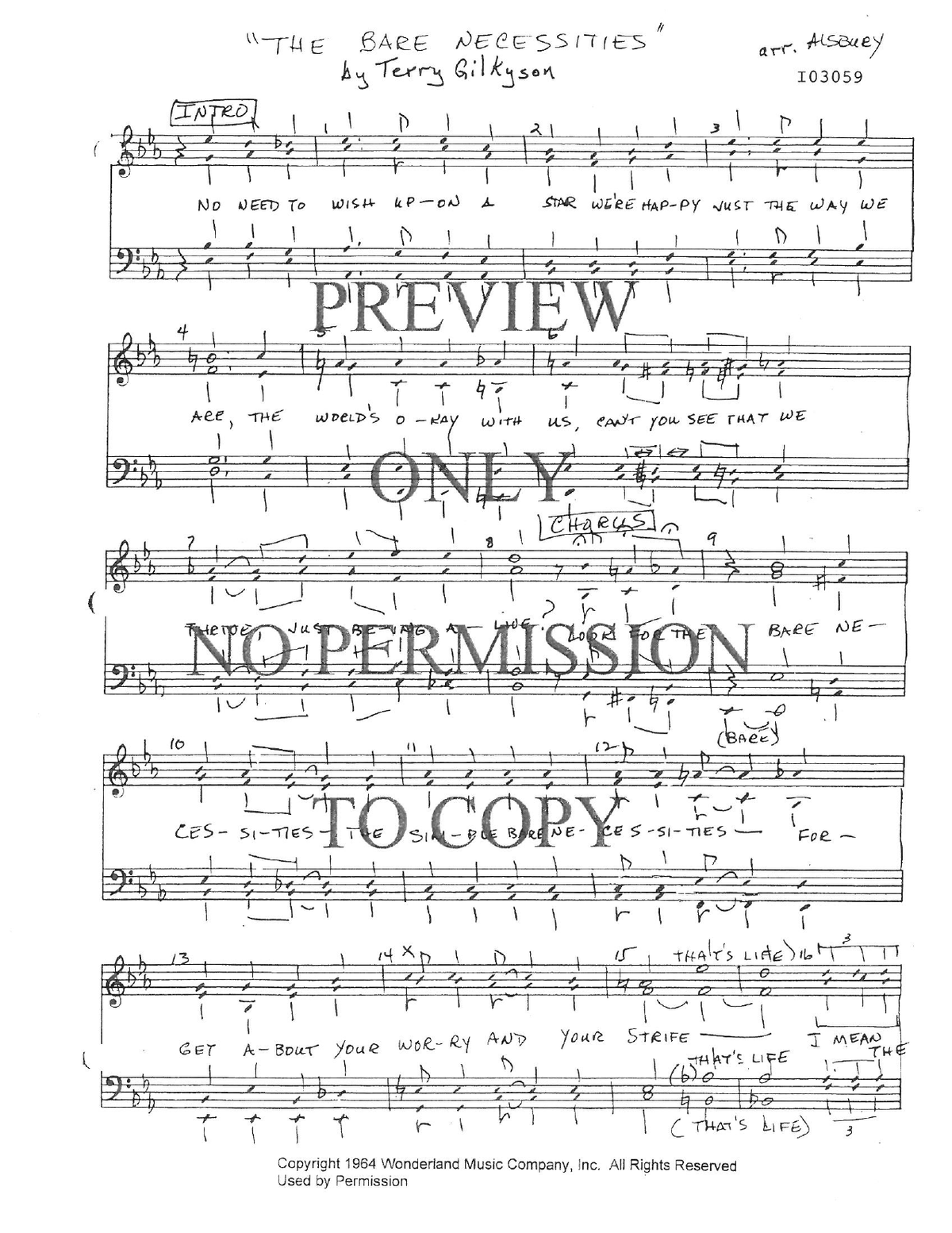 The Bare Necessities — sheet music preview, arranged by Sylvia Alsbury