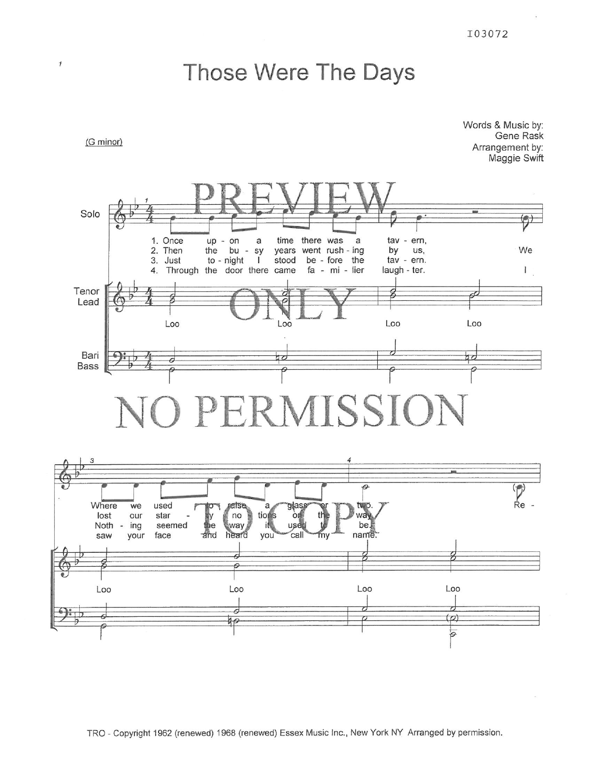 Those Were The Days — sheet music preview, arranged by Margaret Swift