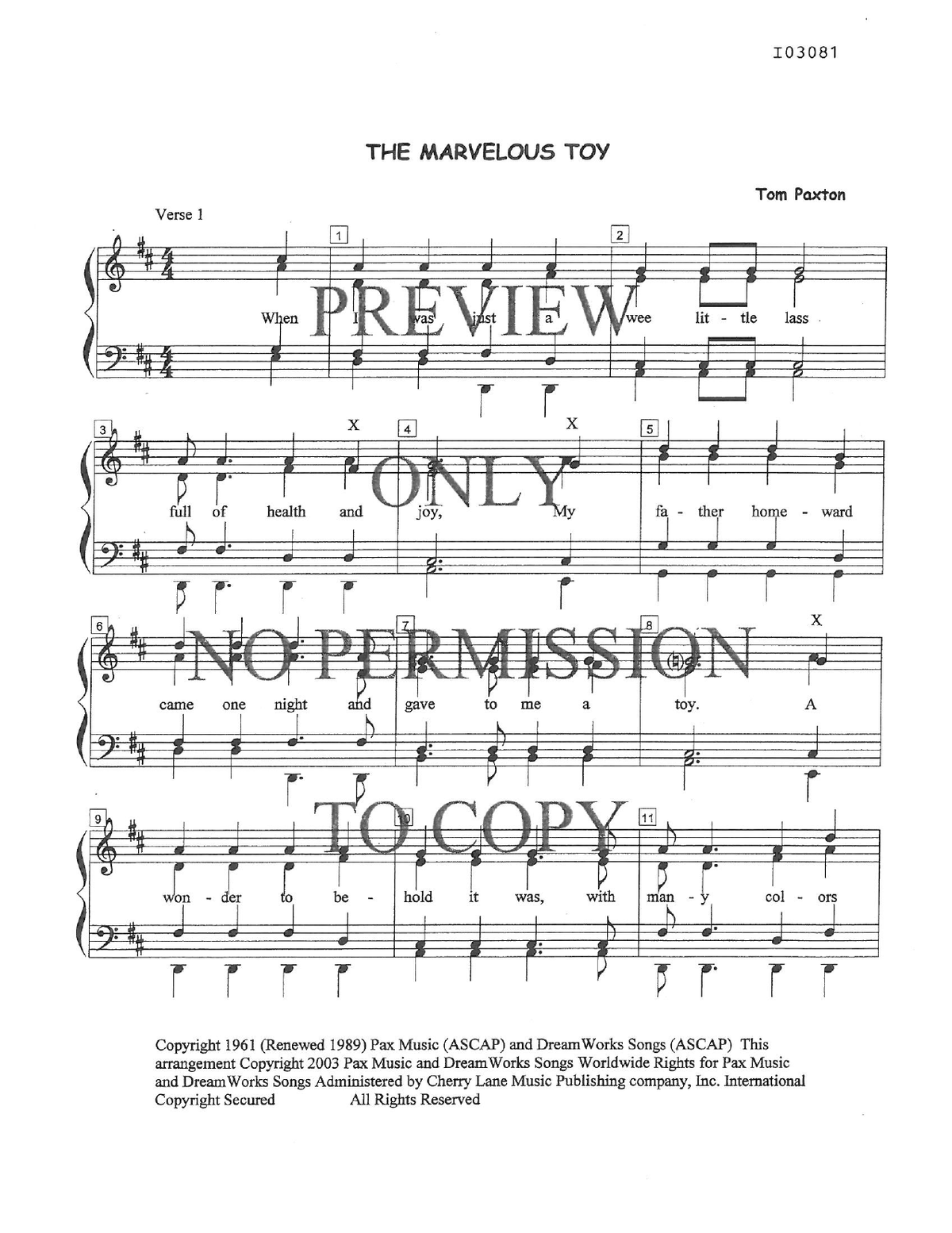 The Marvelous Toy — sheet music preview, arranged by Connie Nickel