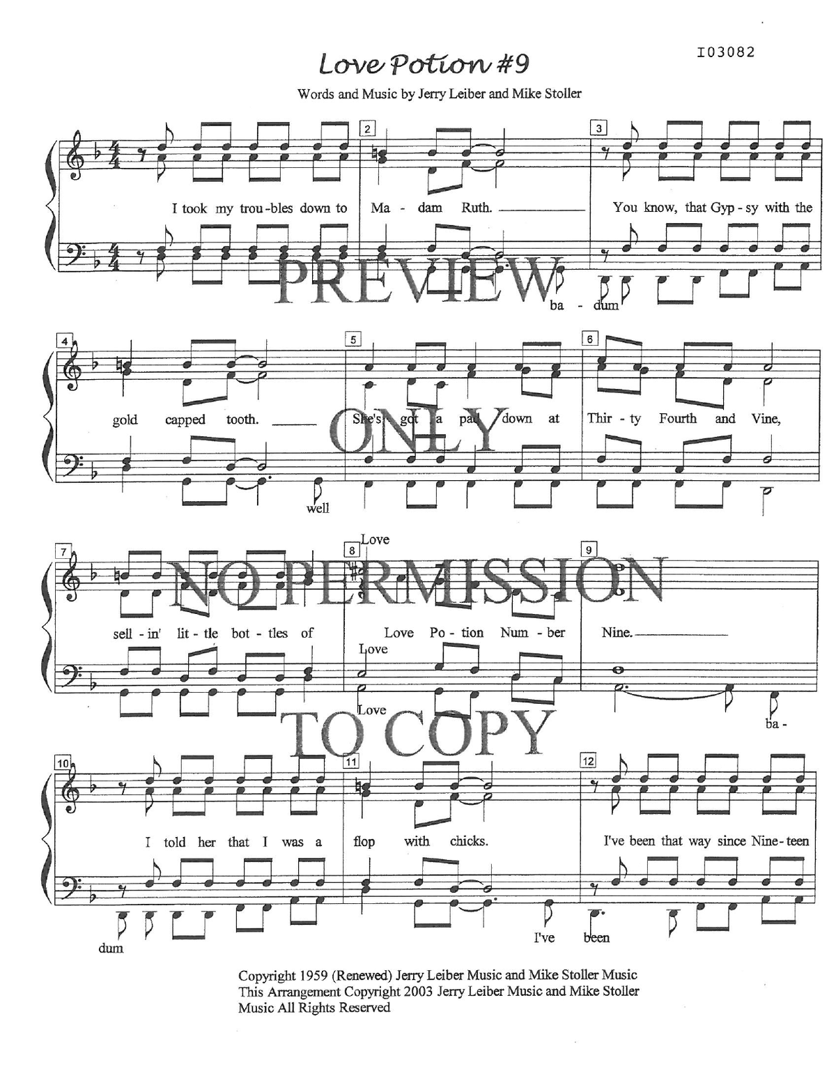Love Potion #9 — sheet music preview, arranged by Connie Nickel