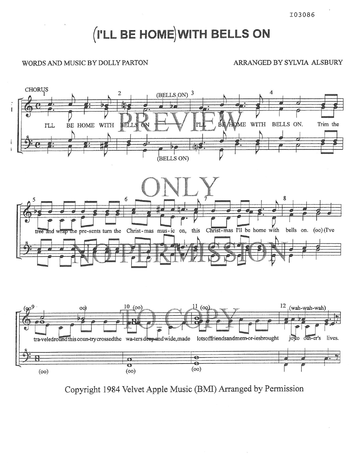 With Bells On — sheet music preview, arranged by Sylvia Alsbury