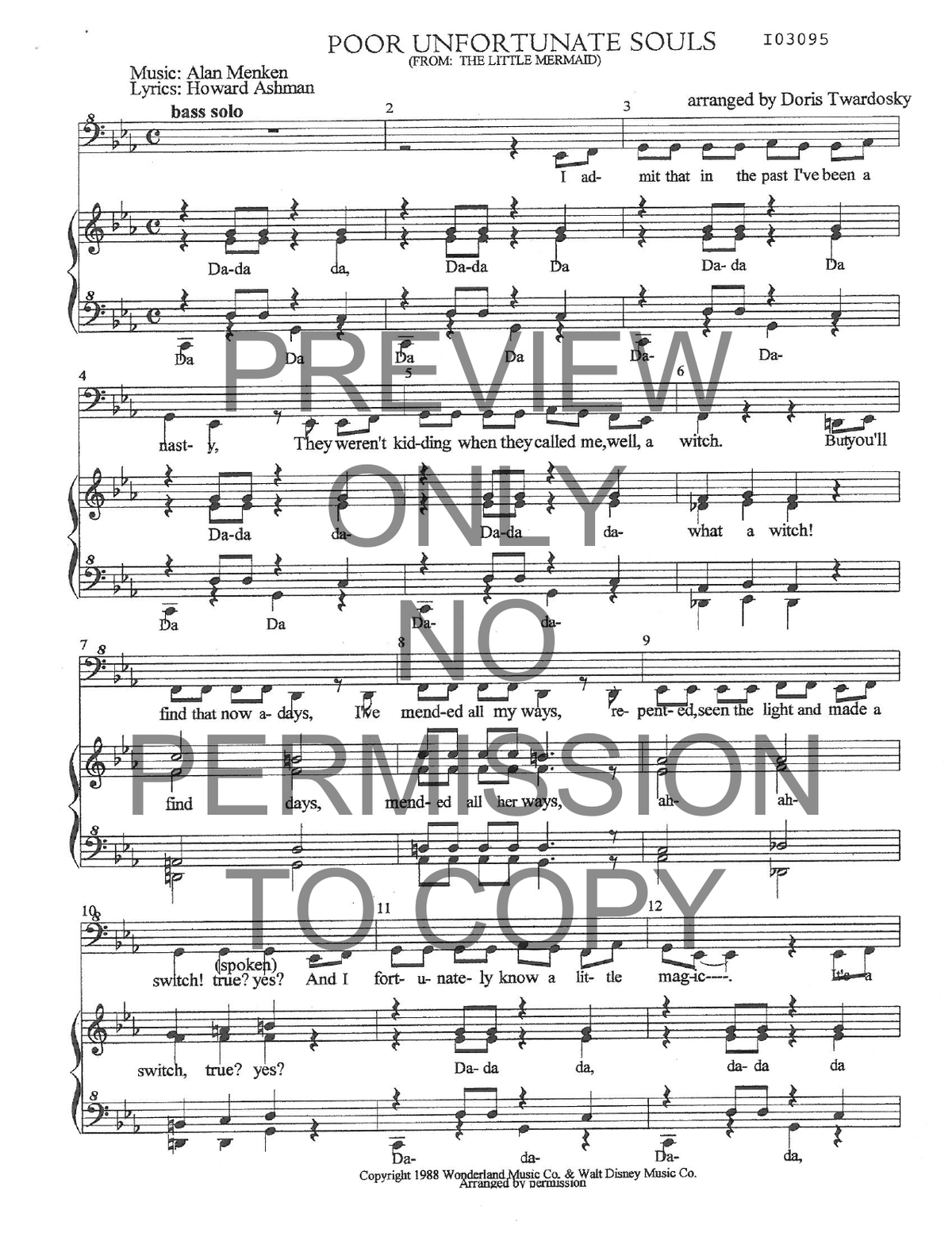 Poor Unfortunate Souls — sheet music preview, arranged by Doris Twardosky