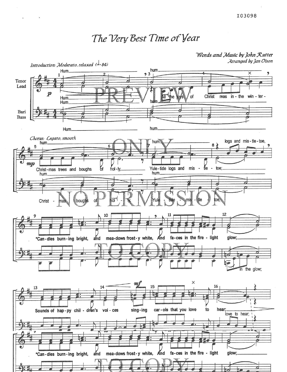 The Very Best Time Of Year — sheet music preview, arranged by Jan Olson