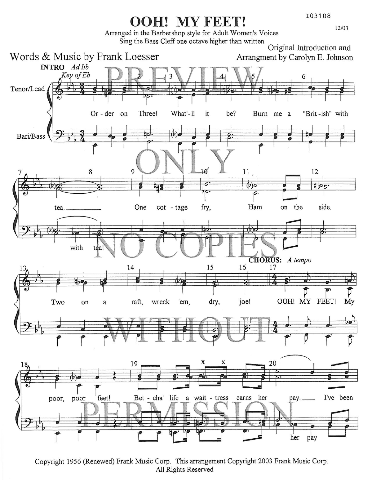 Ooh! My Feet! — sheet music preview, arranged by Carolyn Johnson